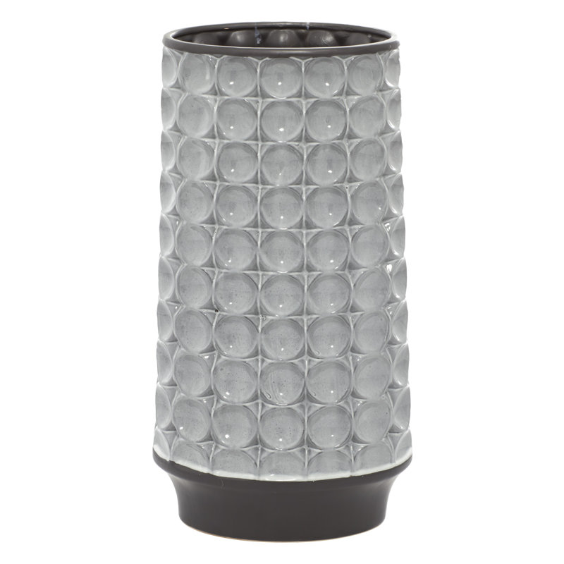 Vase de table en céramique argenté intérieur / extérieur, H 18 po x l 9 po x P 5 po