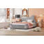 Lit plateforme double en velours pleine grandeur sans sommier, support solide et pochette de rangement, gris