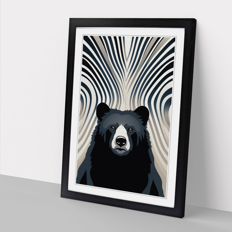 Bear Op No.3 - Single Picture Frame Print on Wood, Black Framed, 64cm H x 46cm W x 2cm D