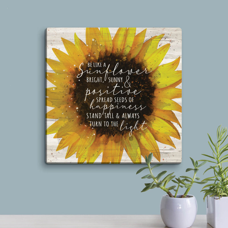 Be Like A Sunflower Canvas Wall Art Print On Wood Frame And Ready To Hang In Kitchen Bedroom Office Family Or Living Room, Square