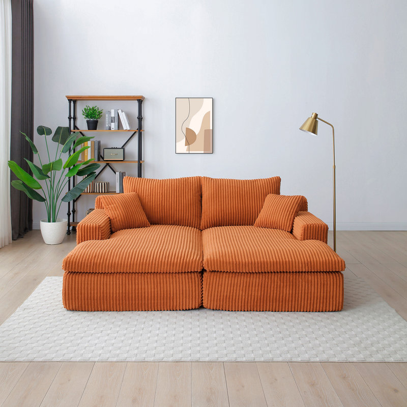 Méridienne surdimensionnée 87 po avec canapé-lit moelleux 87 po, Beige, H 27,5 po x l 87 po x P 64 po