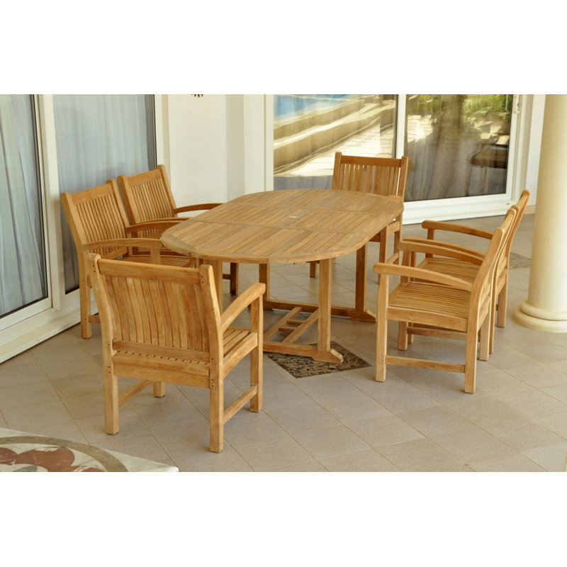 Outdoor 7 - Piece Teak Dining Set