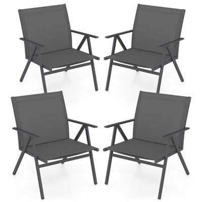 Ensemble de 4 chaises de patio avec tissu en filet respirant et structure en métal d'une capacité de 350 lb