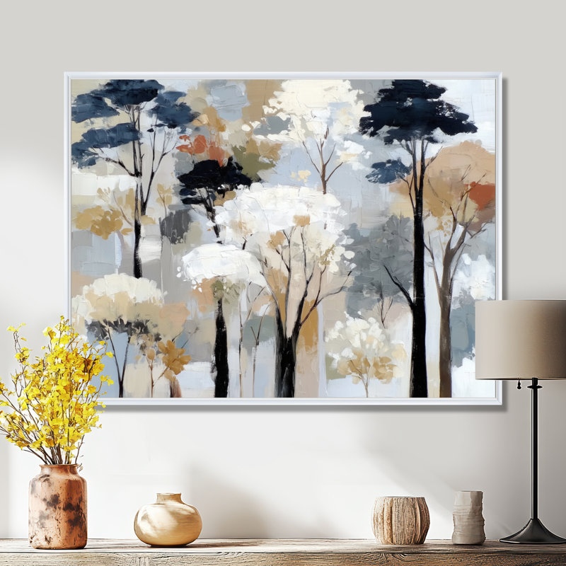 «White and Black Birch Trees Forest Panorama - Birch», reproduction d'art sur toile, H 30 po x l 40 po, Blanc