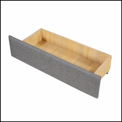 Upholstered Daybed with Two Drawers, Wood Slat Support for Comfort and Storage