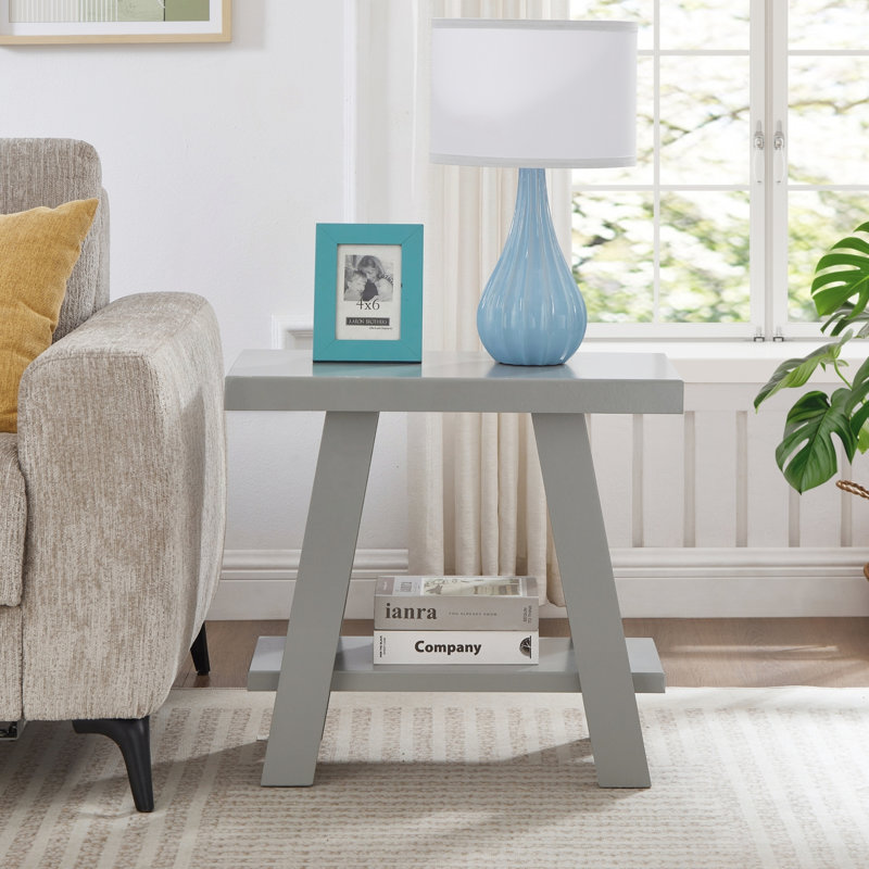 Contemporary Shelf Side Table in Gray