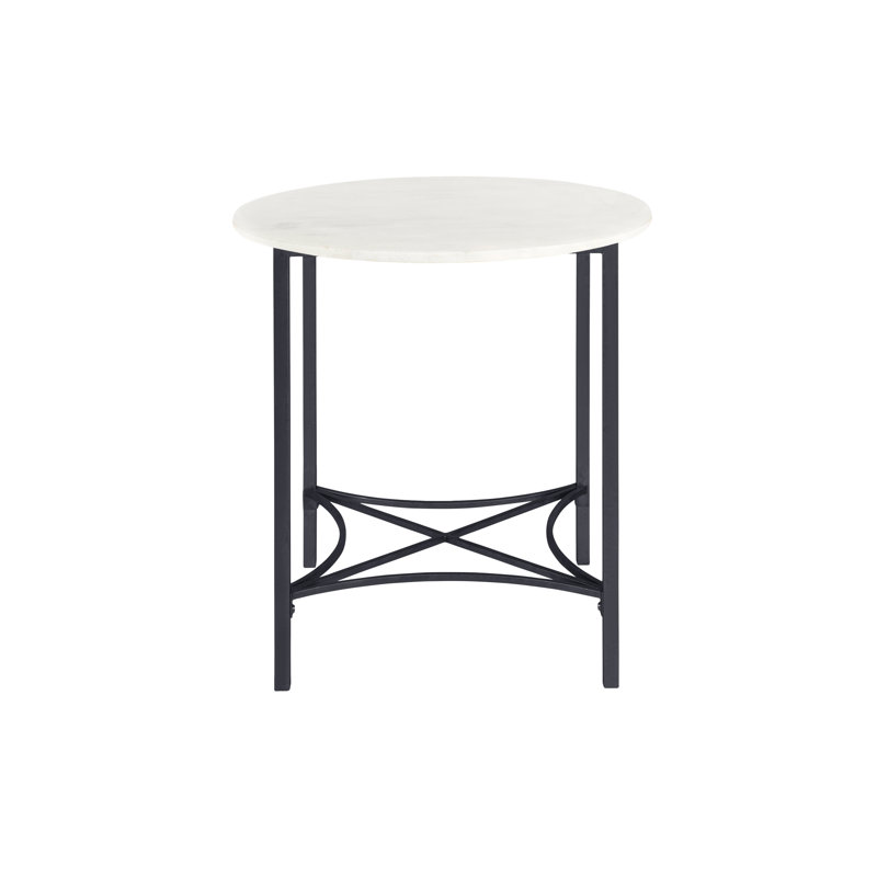 Bella End Table, Carrera Marble, 26" H x 24" W x 24" D, Flat Black