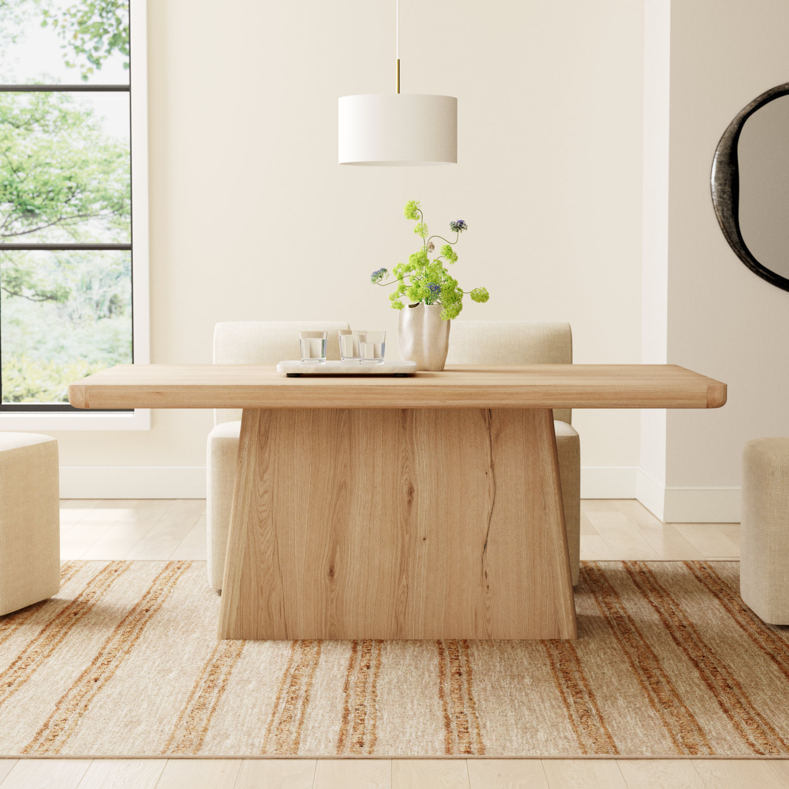 Lowell Oak Dining Table, Natural, 30" H x 71" L x 39" W