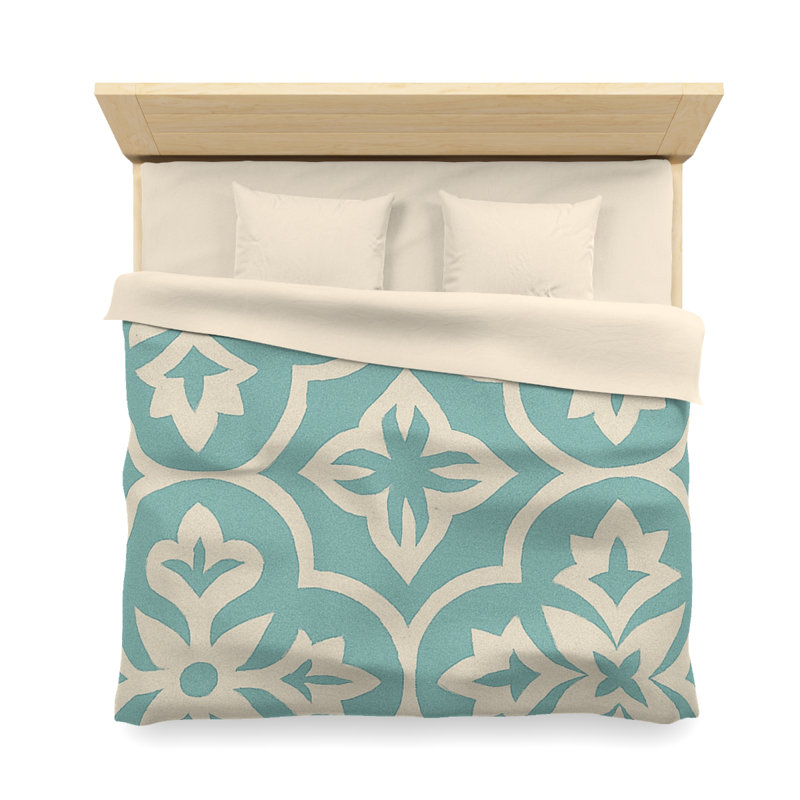 Microfiber Duvet Cover Boho Style, Design 37, Cream, King Duvet Cover