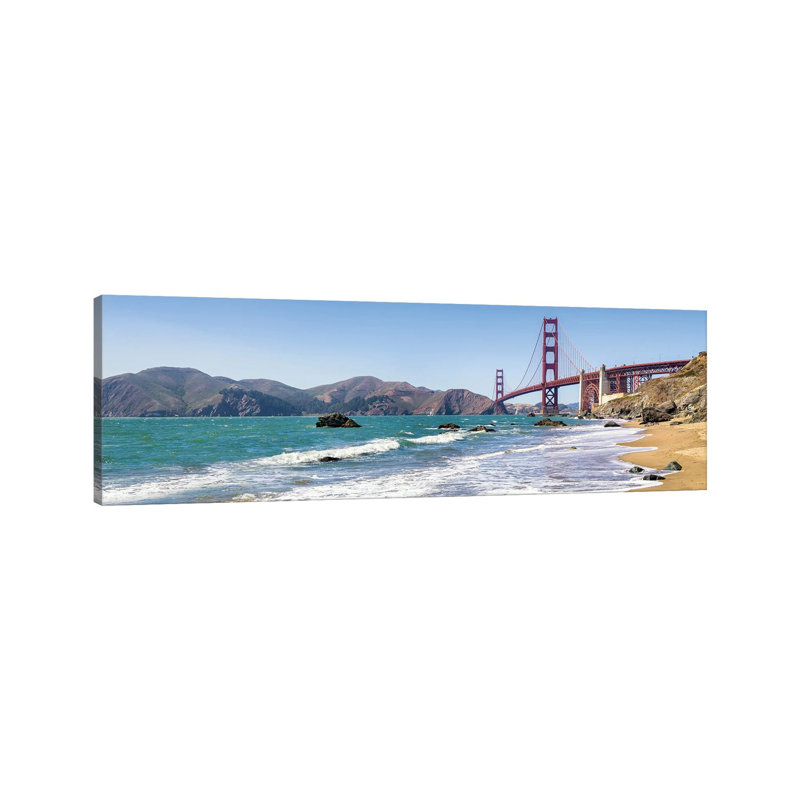 Golden Gate Bridge Seen From Marshall Beach, San Francisco, California, USA by Jan Becke - Wrapped Canvas Panoramic Print