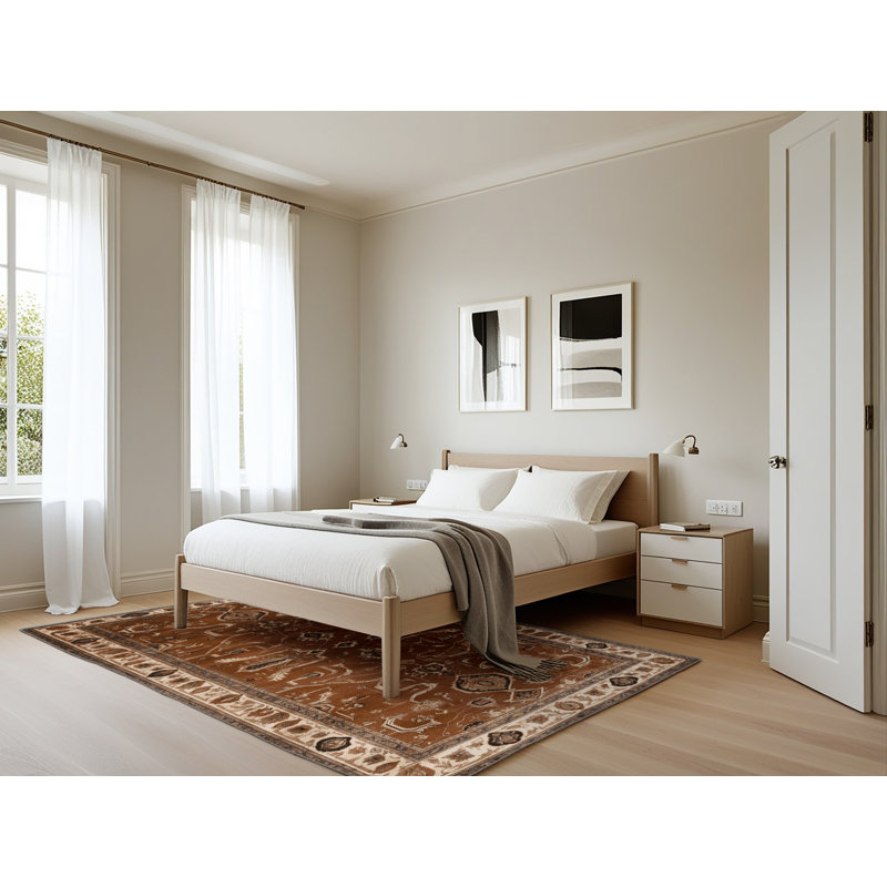 Tapis brun lavable à la machine, Rectangle 5 pi x 7 pi