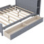 Lit plateforme double avec tiroirs et tablettes de rangement-993853046