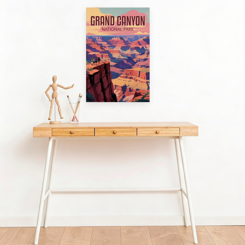 Grand Canyon Sunset View Colorful Abstract Contemporary Landscape Nature Wall Art Print, 45.72cm H x 30.48cm W