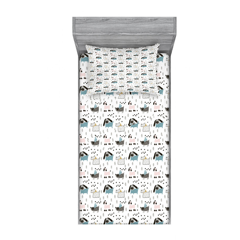 Scandinavian Microfiber Patterned Fitted Sheet, Twin XL Fitted Sheet with 1 Pillowcase