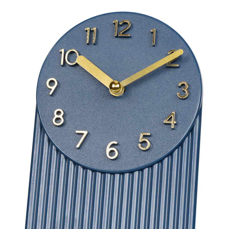 Grooves Quartz Analog Tabletop Clock, Navy Blue, Blue