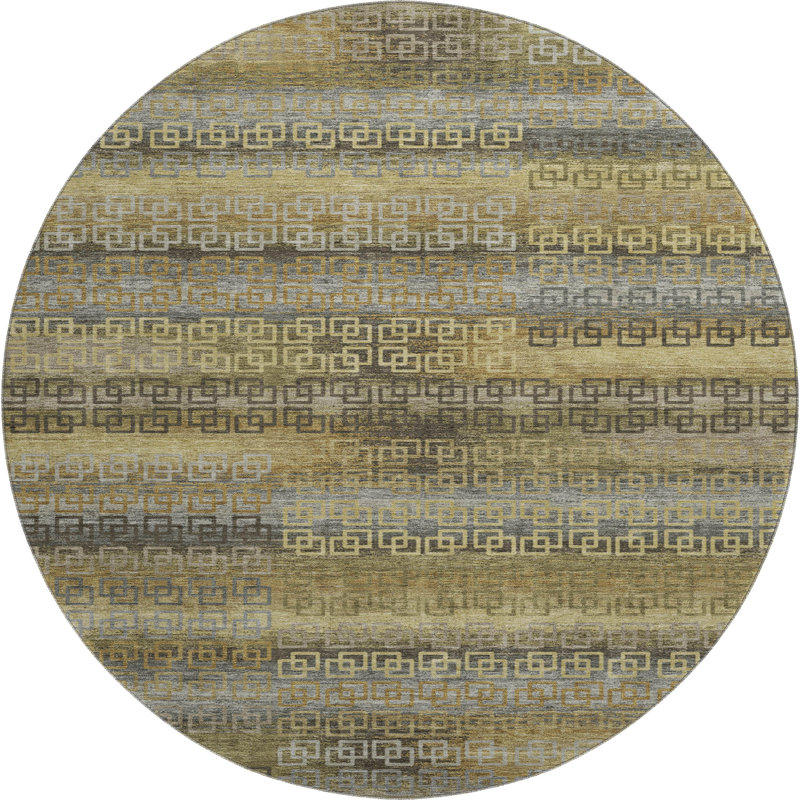 Premium Machine Washable Mayfield Striped Rug, Wheat, 8' Round