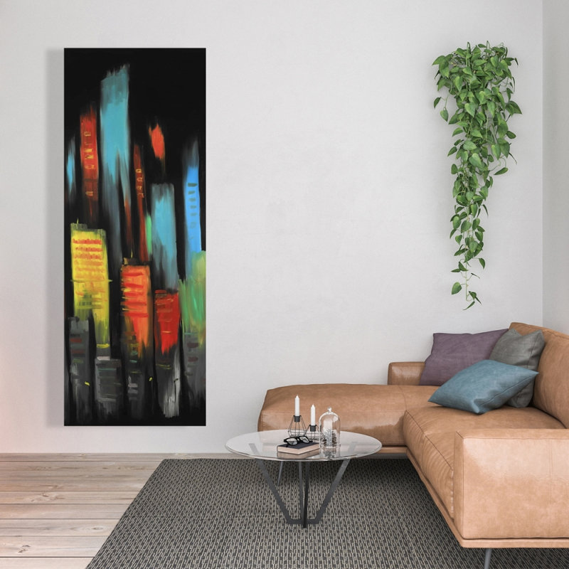 Abstrait de grands bâtiments - Toile de cités noires pour la décoration intérieure
