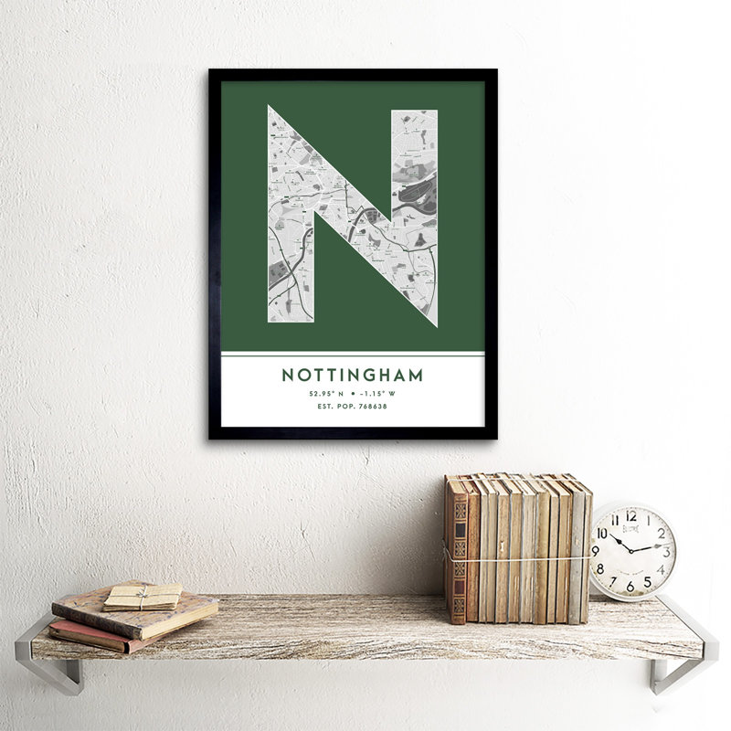 Nottingham England United Kingdom City - Single Picture Frame Typography