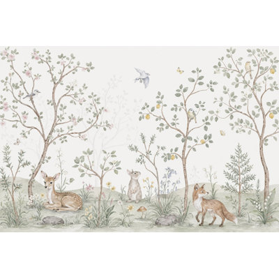 Woodland Wallpaper Watercolor Storybook Wall Mural