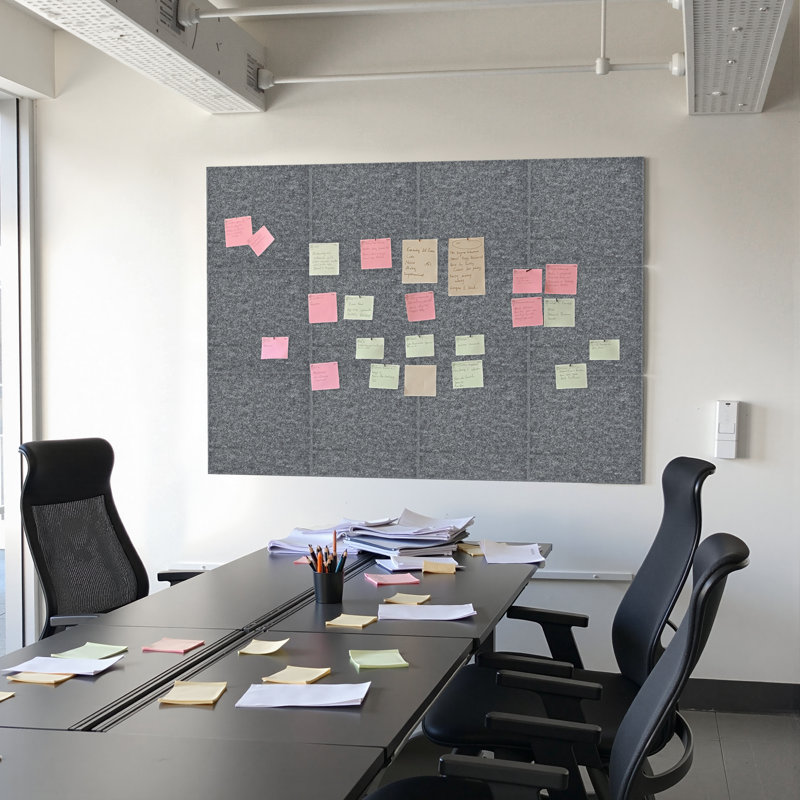 Panneaux muraux en feutre texturé, babillards réutilisables, ensemble de 12 pièces, avec punaises, Gris
