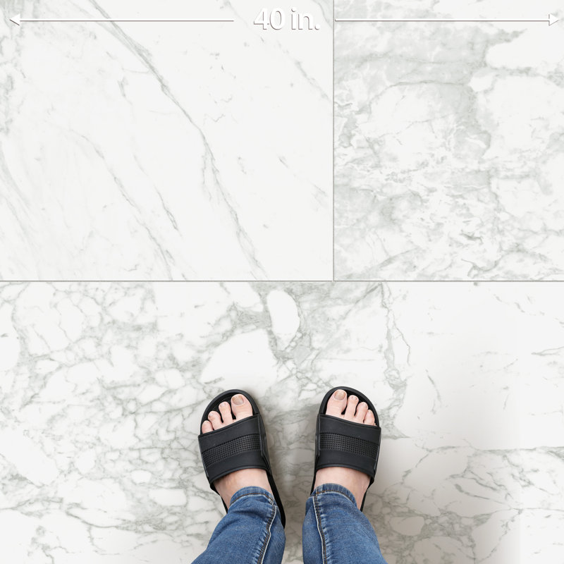 Reve 23-1/2 in. x 47-1/8 in. Porcelain Floor and Wall Tile, White/Gray