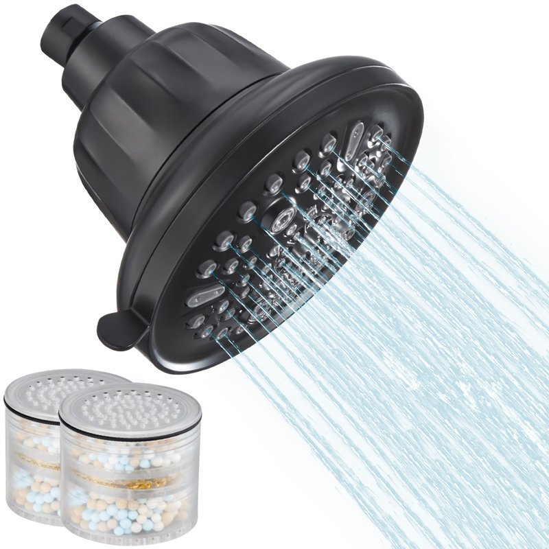 Filtered Shower Head, 7 Spray Modes & 5.5" Rainfall Shower Head 2.5 GPM, Matte Black