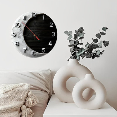 Horloge murale ronde en bois 10 po, mouvement à quartz silencieux, imprimé UV, à piles