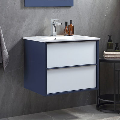 Ensemble de meuble-lavabo mural simple avec plateau en céramique 24 po Anvay