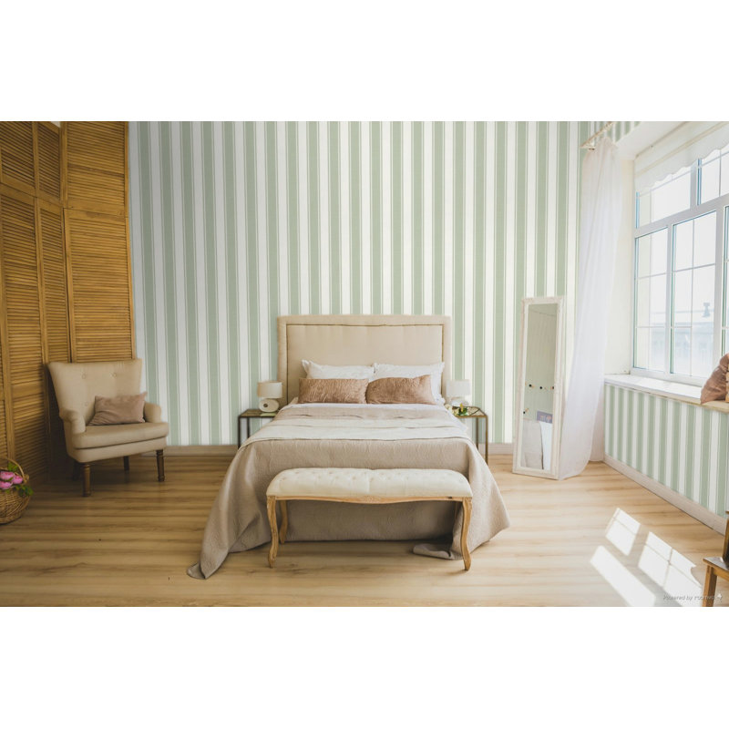 Italian Classics 4 Stripe 3D Embossed Wallpaper Roll, Green