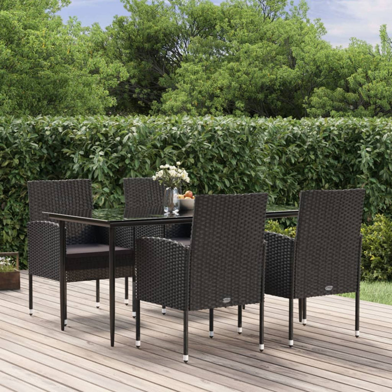 Ensemble repas pour 4 personnes Cinzia, Table de 63 po de longueur, Gris / Noir, 4