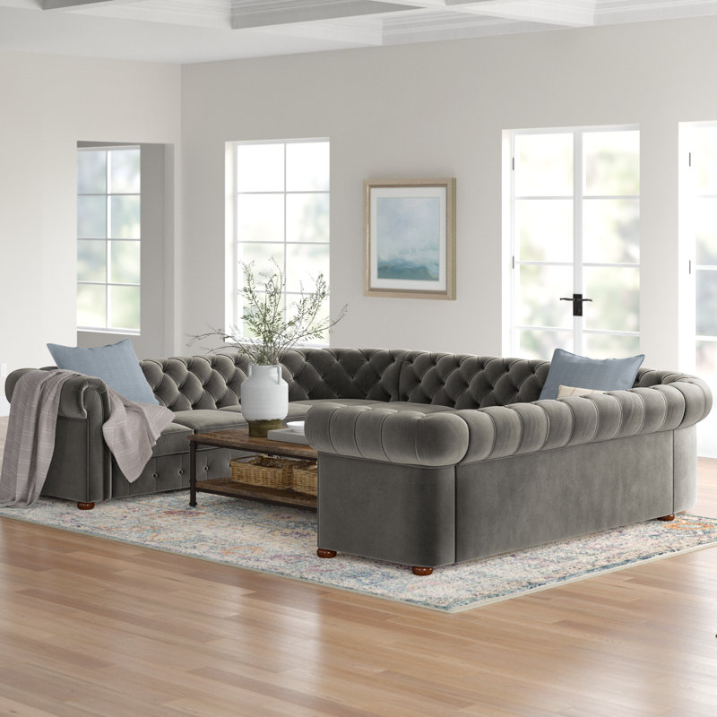 Canapé modulaire réversible en velours Huskins, Velours gris foncé