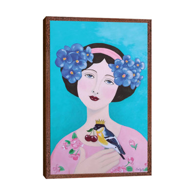 Woman With Bird And Cherry by Sally B - Gallery-Wrapped Canvas Giclée on Canvas