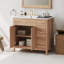 Meuble-lavabo de 36 po avec structure en bois massif, 2 portes à fermeture douce, 3 tiroirs, lavabo en céramique, tablette réglable pour cadre compact, petits espaces de bain