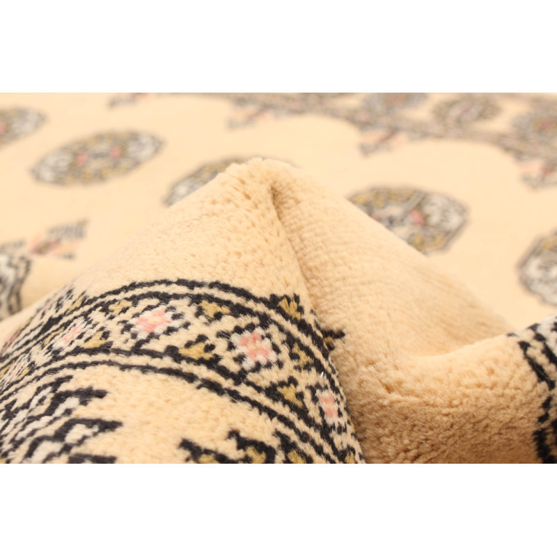 Tapis unique en laine noué à la main Peshawar Bokhara 4 pi 0 po x 6 pi 2 po