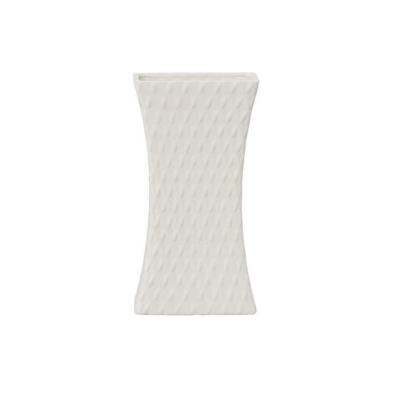 Pot en céramique rectangulaire blanc mat