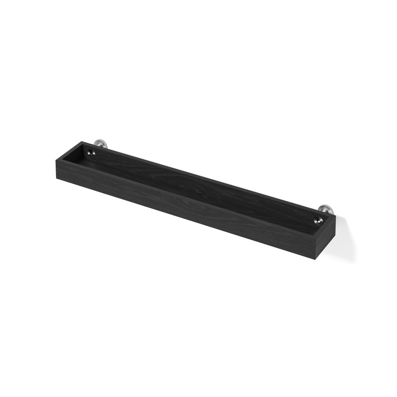 Ilai Oak Solid Wood Accent Shelf, Dark Grey