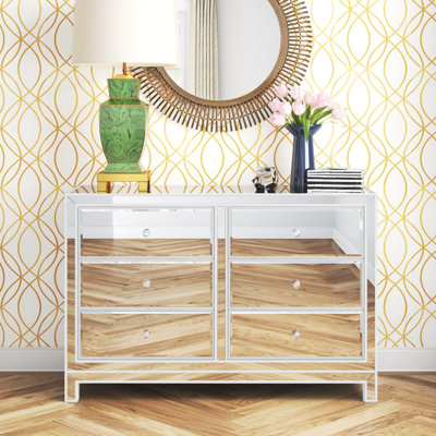 Fairgrove 48" W Solid and Manufactured Wood Mirrored 6-Drawer Dresser