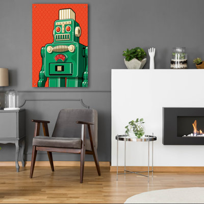 Vintage Green Robot' by Ron Magnes, Acrylic Glass Wall Art