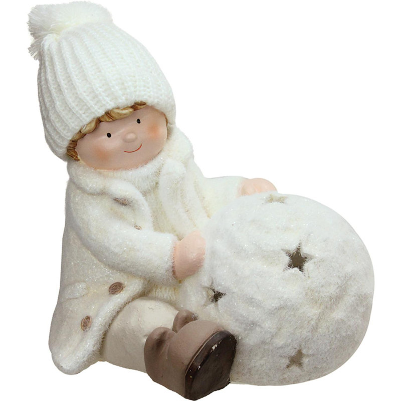 Bougeoir 12,5 po avec bougie de Noël blanche