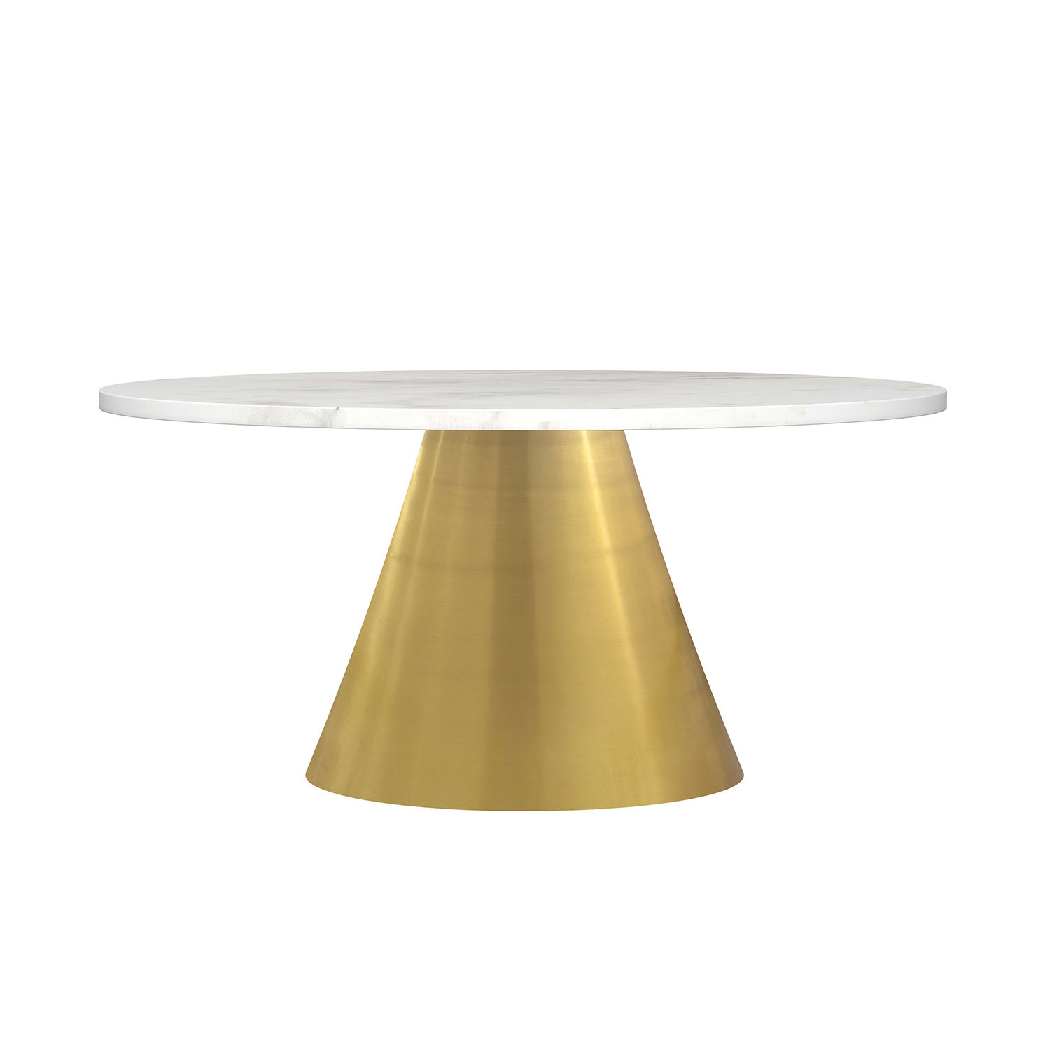 Everly Quinn Round Marble Top Stainless Steel Coffee Table White | Wayfair