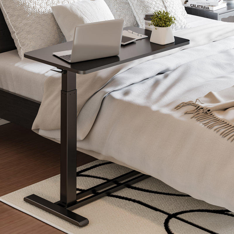 Table de lit réglable et mobile Kristee avec roulettes cachées, Noir, H 40,5 po x l 31,5 po x P 17,7 po