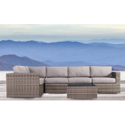 Lazaro Wicker Fully Assembled 4 - Person Seating Group with Cushions