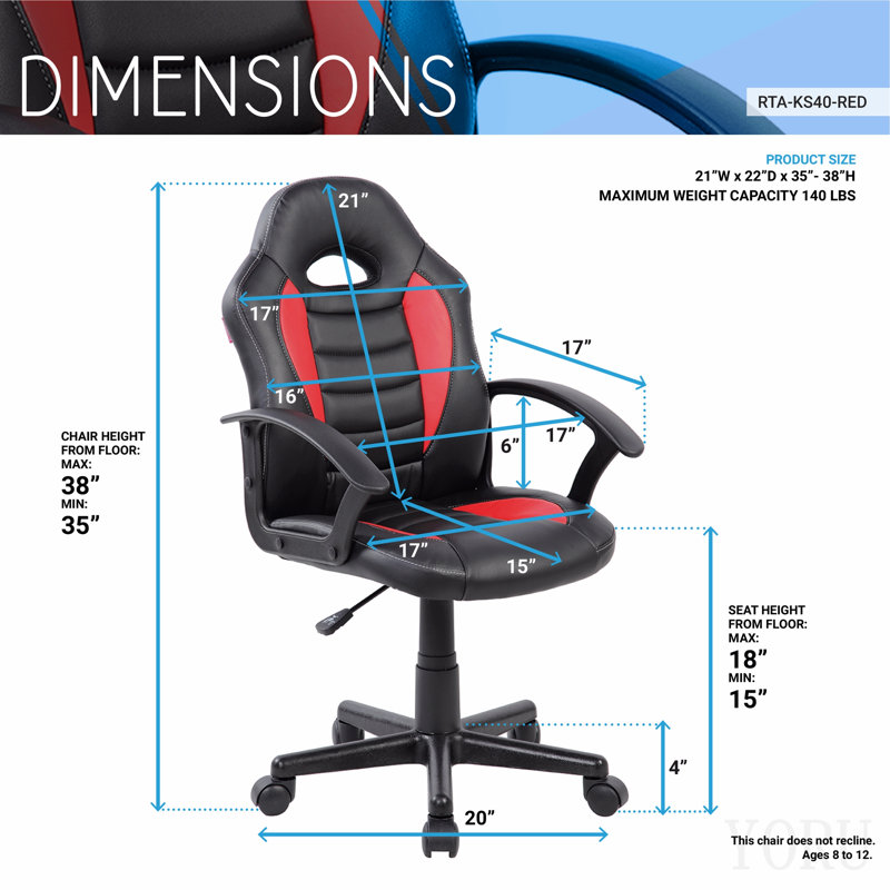 Fauteuil de jeu pour enfants avec roulettes, rouge