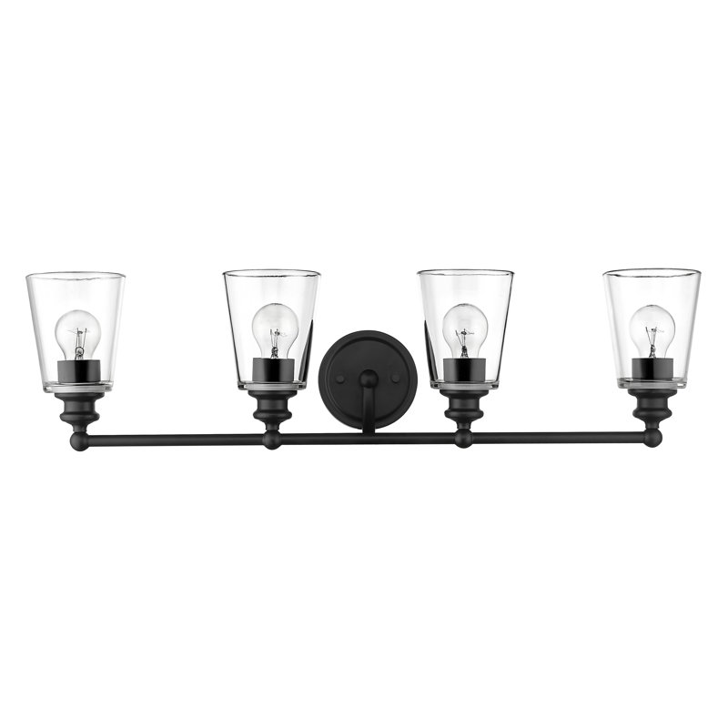Éclairage pour salle de bain à intensité variable 4 lumières Hogue, Noir mat