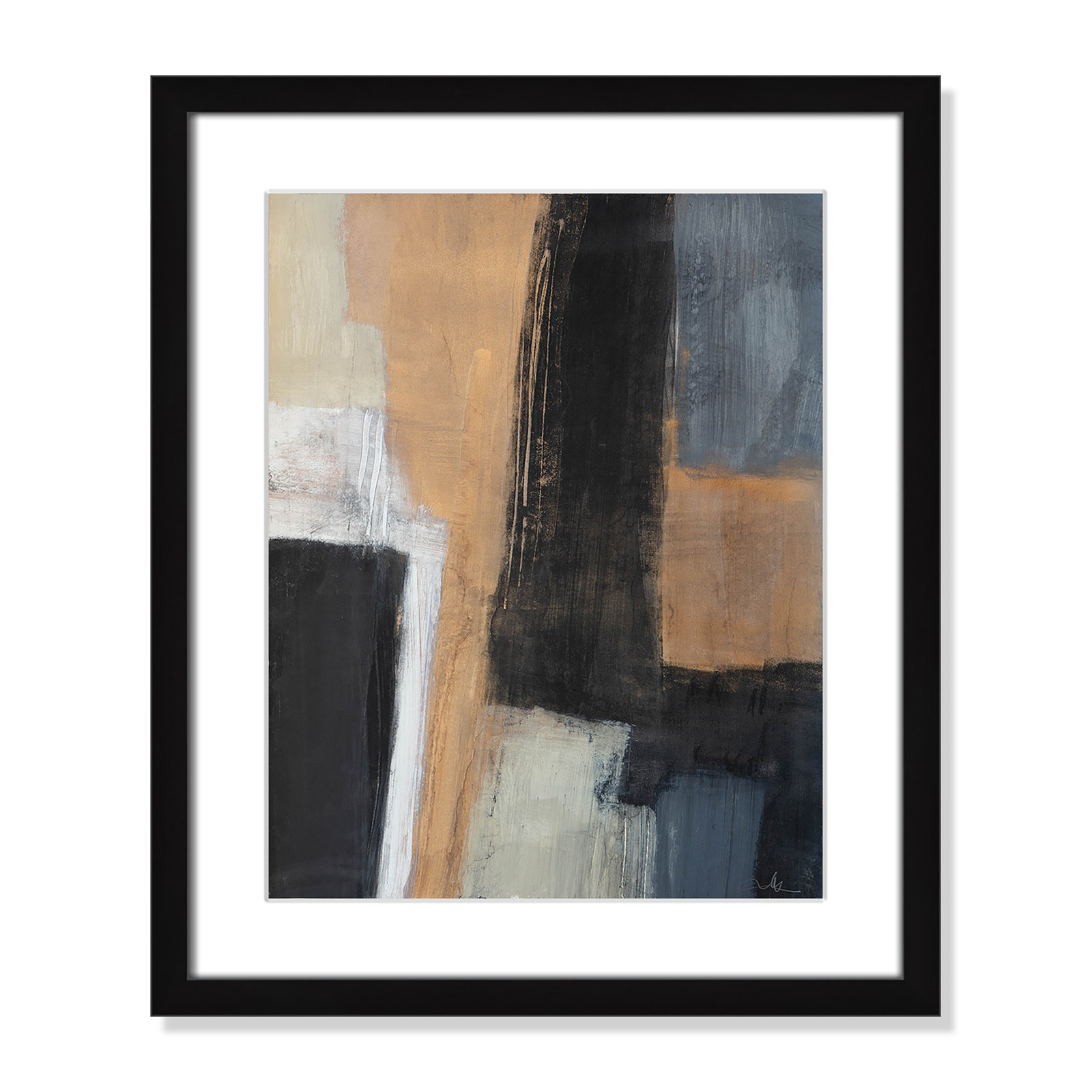 Metallic Slate I Print, 19" H x 16" W x 1.25" D, Black Matted Picture Framed