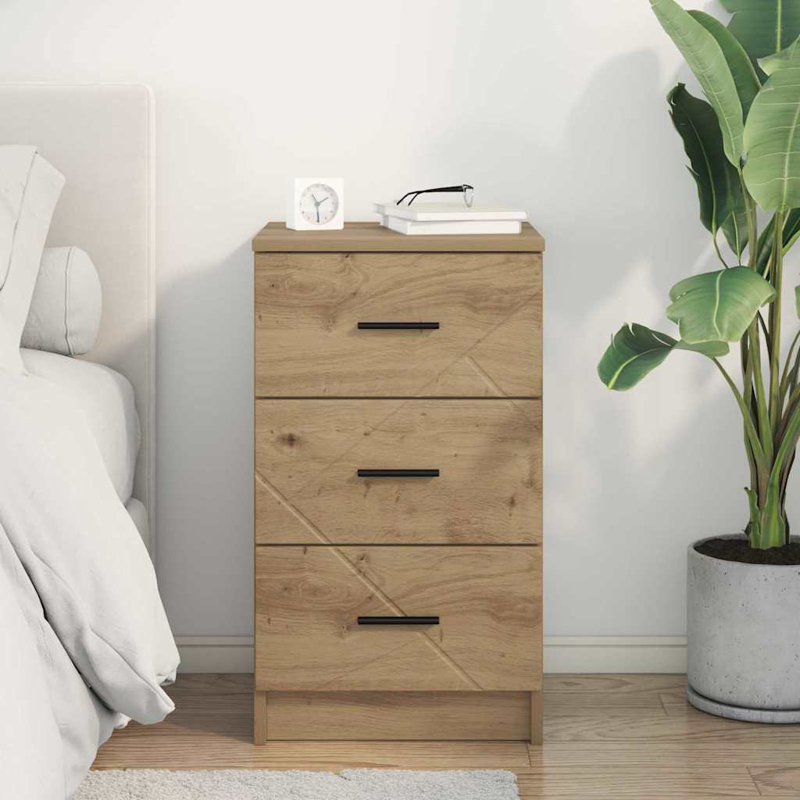38cm W Manufactured Wood Bedside Table, Artisan Oak