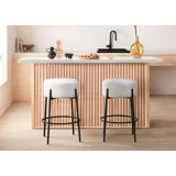LuXeo Danica Barstool Black Steel Legs with Fabric Upholstered Seat