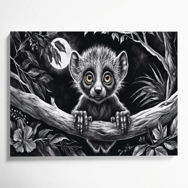 Art animalier sur toile noir, H 20 po x l 24 po