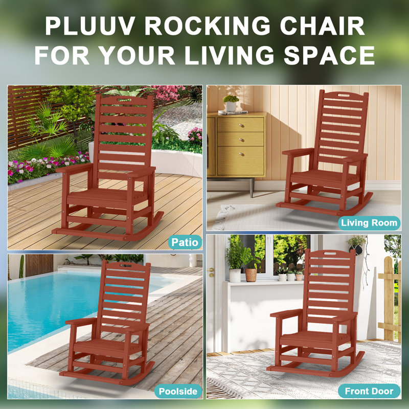 Chaise berçante surdimensionnée en PEHD d'extérieur, Cerisier