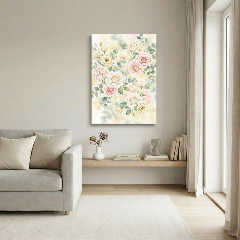 Ensemble de 1 tableau sur toile à motif floral, 18"H x 12"W, Toile tendue
